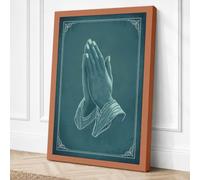 Hands in Prayer Religious Canvas Wall Art Print 30x20 Inch