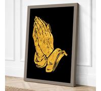 Hands in Prayer Religious Canvas Wall Art Print 36x24 Inch