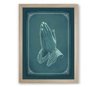 Hands in Prayer Religious Framed Wall Art Print A1 (84.1×59.4cm) Oak, Wall Decor for Living Room, Bedroom, Office & Home, Ready to Hang, Art Gift