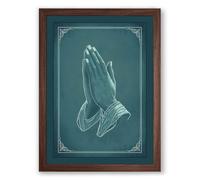 Hands in Prayer Religious Framed Wall Art Print A1 (84.1×59.4cm) Walnut, Wall Decor for Living Room, Bedroom, Office & Home, Ready to Hang, Art Gift