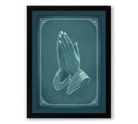 Hands in Prayer Religious Framed Wall Art Print A2 (59.4×42cm) Black, Wall Decor for Living Room, Bedroom, Office & Home, Ready to Hang, Art Gift