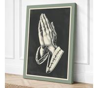 Hands in Prayer Vintage Canvas Wall Art Print 24x16 Inch