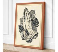 Hands in Prayer Vintage Canvas Wall Art Print 24x16 Inch