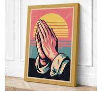Hands in Prayer Vintage Canvas Wall Art Print 24x16 Inch
