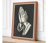 Hands in Prayer Vintage Canvas Wall Art Print 24x16 Inch