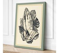 Hands in Prayer Vintage Canvas Wall Art Print 30x20 Inch