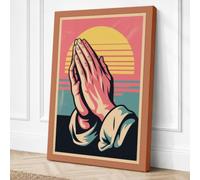 Hands in Prayer Vintage Canvas Wall Art Print 30x20 Inch