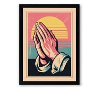 Hands in Prayer Vintage Framed Wall Art Print A1 (84.1×59.4cm) Black, Wall Decor for Living Room, Bedroom, Office & Home, Ready to Hang, Art Gift