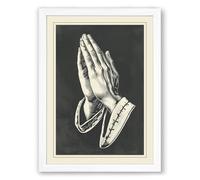 Hands in Prayer Vintage Framed Wall Art Print A1 (84.1×59.4cm) White, Wall Decor for Living Room, Bedroom, Office & Home, Ready to Hang, Art Gift