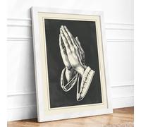 Hands in Prayer Vintage Framed Wall Art Print A1 White