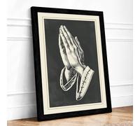 Hands in Prayer Vintage Framed Wall Art Print A3 Black