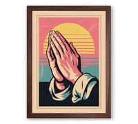 Hands in Prayer Vintage Framed Wall Art Print A4 (29.7×21cm) Walnut, Wall Decor for Living Room, Bedroom, Office & Home, Ready to Hang, Art Gift