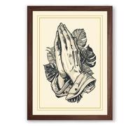 Hands in Prayer Vintage Framed Wall Art Print A4 (29.7×21cm) Walnut, Wall Decor for Living Room, Bedroom, Office & Home, Ready to Hang, Art Gift