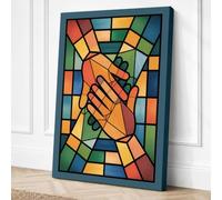 Hands in Solidarity Geometric Canvas Wall Art Print 18x12 Inch (46 x 30 cm)
