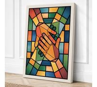 Hands in Solidarity Geometric Canvas Wall Art Print 18x12 Inch (46 x 30 cm)