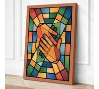 Hands in Solidarity Geometric Canvas Wall Art Print 18x12 Inch (46 x 30 cm)