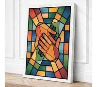 Hands in Solidarity Geometric Canvas Wall Art Print 36x24 Inch (91 x 61 cm)