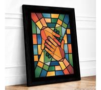 Hands in Solidarity Geometric Framed Wall Art Print A1 (84.1×59.4cm) Black, Wall Decor for Living Room, Bedroom, Office & Home, Ready to Hang, Art Gift