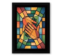 Hands in Solidarity Geometric Framed Wall Art Print A4 (29.7×21cm) Black, Wall Decor for Living Room, Bedroom, Office & Home, Ready to Hang, Art Gift