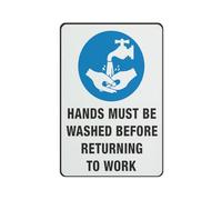 Hands Must Be Washed Before Returning To Work 12 X 8 Inches Aluminum Sign - Uv Protected, Waterproof, Weatherproof And Fade Resistant - 4Pre-Drilled Holes
