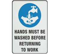 Hands Must Be Washed Before Returning to Work Aluminum Sign Uv Protected, Waterproof, Weatherproof and Fade Resistant - 4Pre-Drilled Holes 12x8 Inch