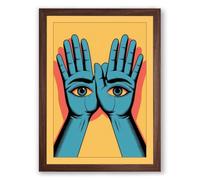 Hands of Perception Surrealism Framed Wall Art Print A2 (59.4×42cm) Walnut, Wall Decor for Living Room, Bedroom, Office & Home, Ready to Hang, Art Gift
