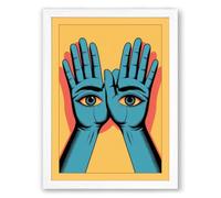 Hands of Perception Surrealism Framed Wall Art Print A3 (42×29.7cm) White, Wall Decor for Living Room, Bedroom, Office & Home, Ready to Hang, Art Gift