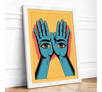 Hands of Perception Surrealism Framed Wall Art Print A3 White
