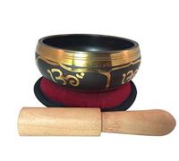 Hands Of Tibet Tibetan Yoga Hindu Om Singing Bowl With Embroidered Silk Om Cushion Wooden Mallet