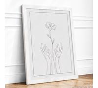 Hands Offering Flower Minimalist Framed Wall Art Print A4 (29.7×21cm) White, Wall Decor for Living Room, Bedroom, Office & Home, Ready to Hang, Art Gift