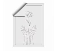 Hands Offering Flower Minimalist Unframed Wall Art Print A2 (59.4×42cm), Wall Decor for Living Room, Bedroom, Office & Home, Art Gift