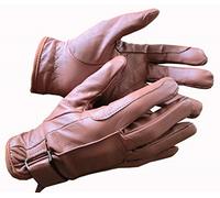 Hands On Equestrian Ladies Leather Horse Riding Gloves Buckle Black Brown Tan (Tan, Large)