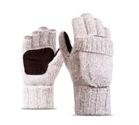 Hands On Performance Convertible Fingerless Wool Gloves Designed for Comfort and Utility (Beige)