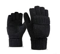 Hands On Performance Convertible Fingerless Wool Gloves Designed for Comfort and Utility (Black)