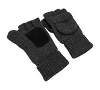 Hands On Performance Convertible Fingerless Wool Gloves Designed for Comfort and Utility (Deep Grey)