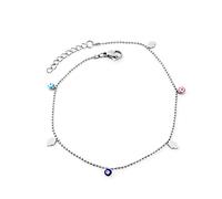 Hands Palm Mixed Color Turkey Evil Eye Round Beaded Chain Anklet For Women Mini Jewelry Bracelets