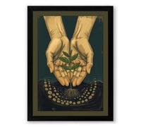 Hands Presenting Treasures Minimalist Framed Wall Art Print A1 (84.1×59.4cm) Black, Wall Decor for Living Room, Bedroom, Office & Home, Ready to Hang, Art Gift