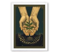 Hands Presenting Treasures Minimalist Framed Wall Art Print A1 (84.1×59.4cm) White, Wall Decor for Living Room, Bedroom, Office & Home, Ready to Hang, Art Gift