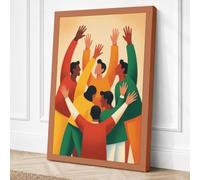 Hands Raised in Unity Canvas Wall Art Print 18x12 Inch | Ready to Hang, Gallery Wrapped, Fade-Resistant Inks, Securely Packaged, UK Made