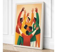Hands Raised in Unity Modern Canvas Wall Art Print 18x12 Inch (46 x 30 cm)