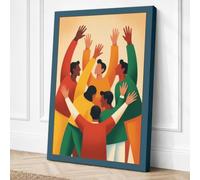 Hands Raised in Unity Modern Canvas Wall Art Print 24x16 Inch (61 x 41 cm)