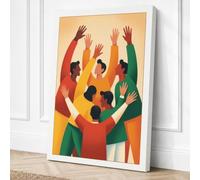 Hands Raised in Unity Modern Canvas Wall Art Print 30x20 Inch (76 x 51 cm)