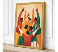 Hands Raised in Unity Modern Canvas Wall Art Print 30x20 Inch (76 x 51 cm)