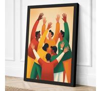 Hands Raised in Unity Modern Canvas Wall Art Print 36x24 Inch (91 x 61 cm)