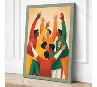 Hands Raised in Unity Modern Canvas Wall Art Print 36x24 Inch (91 x 61 cm)