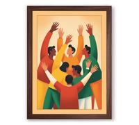Hands Raised in Unity Modern Framed Wall Art Print A3 (42×29.7cm) Walnut, Wall Decor for Living Room, Bedroom, Office & Home, Ready to Hang, Art Gift