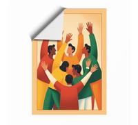 Hands Raised in Unity Modern Unframed Wall Art Print A4 (29.7×21cm), Wall Decor for Living Room, Bedroom, Office & Home, Art Gift