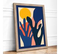 Hands Reaching for Light Modern Framed Wall Art Print A2 (59.4×42cm) Oak, Wall Decor for Living Room, Bedroom, Office & Home, Ready to Hang, Art Gift