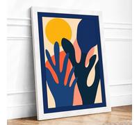 Hands Reaching for Light Modern Framed Wall Art Print A4 (29.7×21cm) White, Wall Decor for Living Room, Bedroom, Office & Home, Ready to Hang, Art Gift
