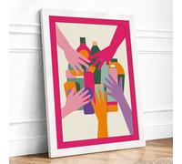 Hands Reaching Together Modern Framed Wall Art Print A3 (42×29.7cm) White, Wall Decor for Living Room, Bedroom, Office & Home, Ready to Hang, Art Gift